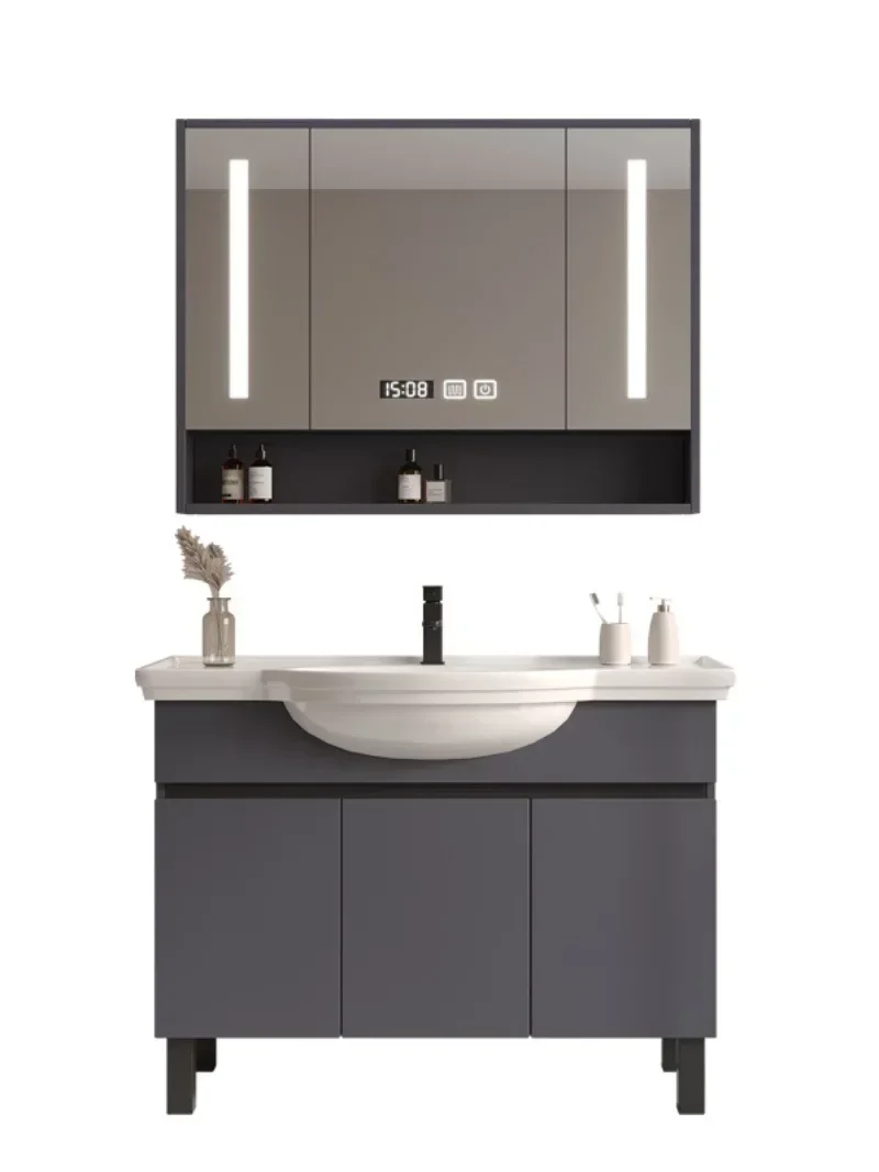 *Storage Wood Bathroom Cabinet With Ceramic Basin For Small Space Bathroom Washbasin Modern Set Vanity With Sink Home