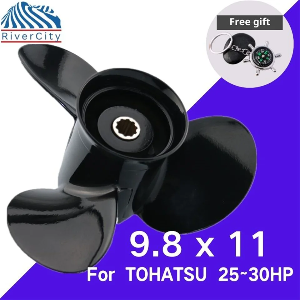 Outboard Propeller For Tohatsu Nissan 25HP 30HP 9.8x11 Boat Aluminum Alloy Screw 3 Blade 10 Spline Marine Engine