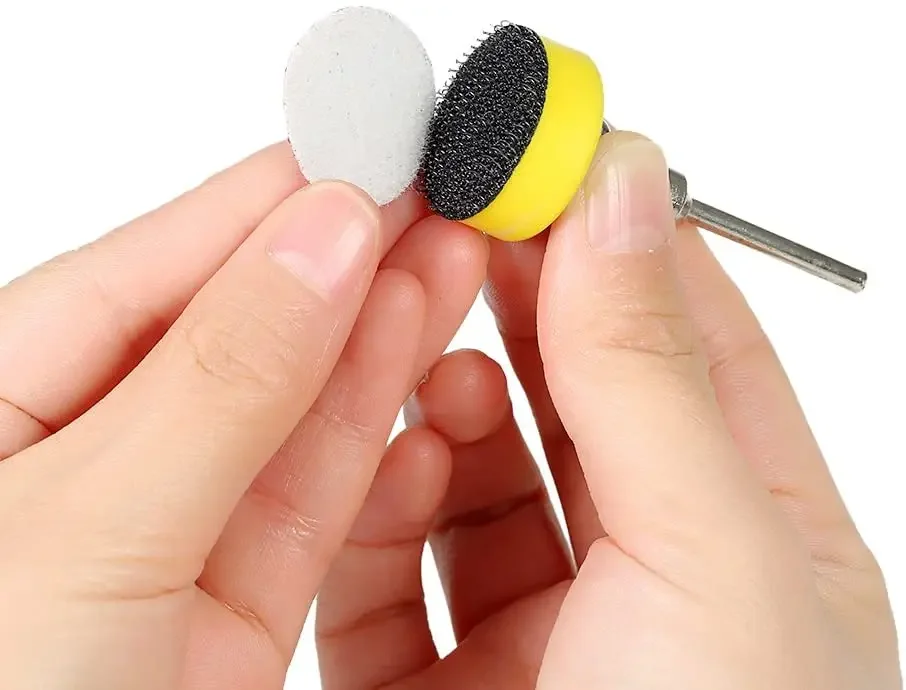 101 Stück Klett-Schleifscheiben-Pad 1 Zoll/25 mm mit 1/8 Zoll Schaft Schleifpolitur-Pad-Platte zum Polieren von Dremel-Drehwerkzeug – Detail 5