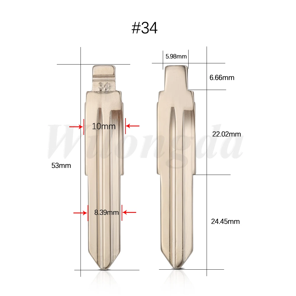 10pcs/lot 34# HY17 HYN10 Metal Uncut Blank Flip Remote Key Blade 10pcs for Hyundai for Kia RIO M4 keydiy KD xhorse VVDI JMD