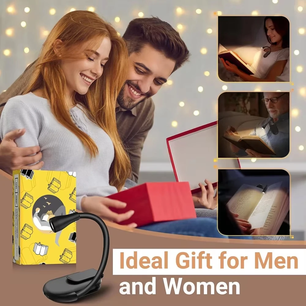 Rechargeable Mini LED Light 3-in-1 Color Eye Protection with Adjustable Clip 360&deg; Flip Study Lamp for Travel Bedroom Reading