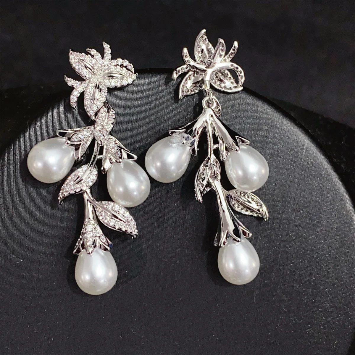 Orecchini A Fiore Con Perle D'Acqua Dolce E Argento 925 - Gioielli Donna Fatti A Mano PremiumPearl, 5.5 Mm, Bianco
