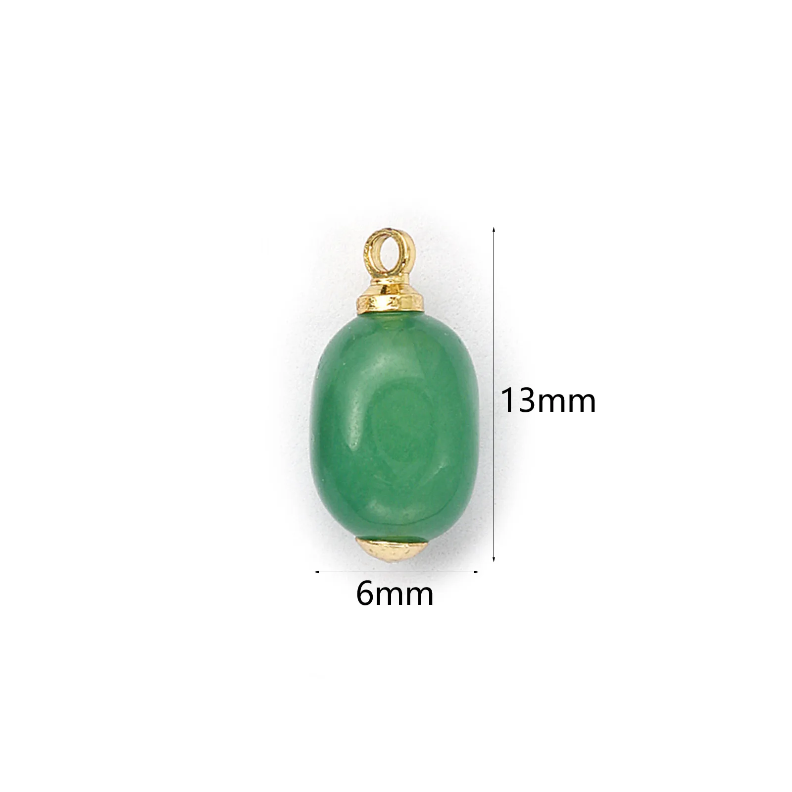 2 Stück Messing- und Naturstein-Charms, 18 Karat vergoldet, rechteckig, oval, rund, Zylinder, herzförmige Anhänger für die Herstellung von DIY-Halsketten – Detail 14