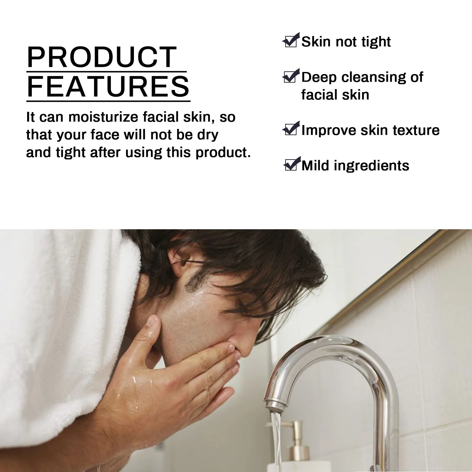 Men Facial Cleanser Lotion Remove Acne Blackhead Prevent Clogged Pores Oil Controll Exfoliator Refreshing Facial Cleaning Cream 4