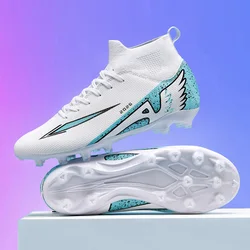 Men's Ultralight High Ankle Soccer Shoes - Non - Slip, High - Quality Football & Futsal Boots - 45 (White)