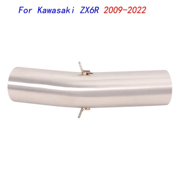 Slip On Motorcycle Mid Connect Pipe Middle Link Tube Stainless Steel Exhaust System For Kawasaki ZX6R 2009-2022
