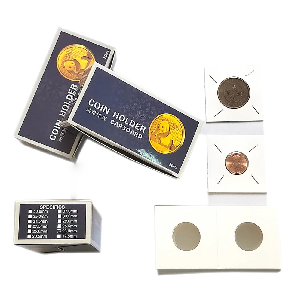 

12pcs Specification Coin Holders Stamp Holder Cover Supplies Storage Square Cardboard Case Coin Collection Clip Flip