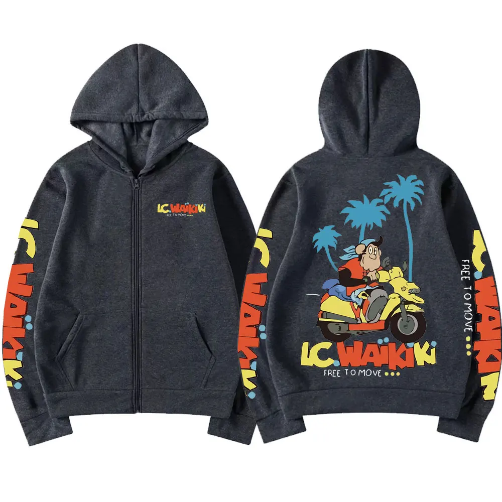 Lc Waikiki Monkey Zipper Hoodie Men Women Brand Oversized Streetwear Sweatshirt Men's Funny Monkey Riding A Donkey Zip Hoodies