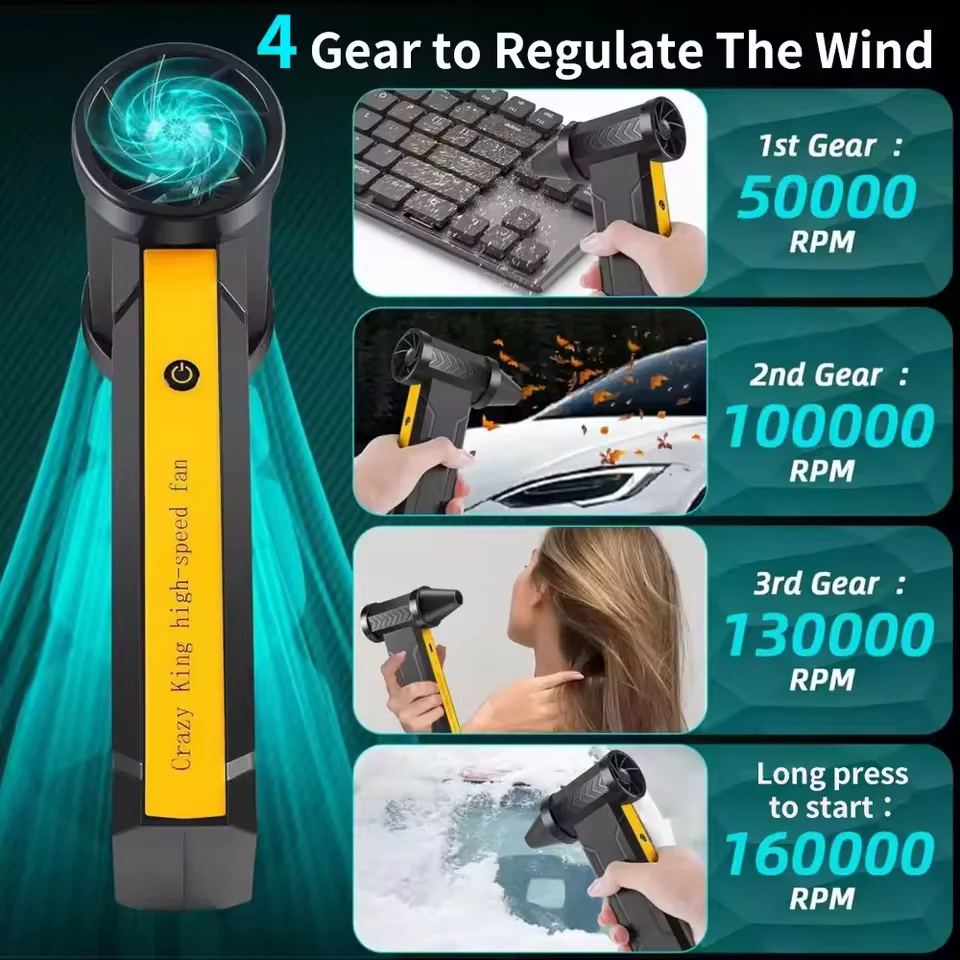 Protable Air Duster for Computer Cleaning 160000 RPM Cordless Compressed Air Blower Rechargeable for PC computers Keyboard Clean 4
