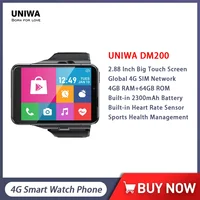 UNIWA DM200 4G LTE Watch Phone 4GB RAM+64GB ROM Android 9 Smart Watch With SIM 5MP+13MP 2.88" Big Touch Screen Heart Rate Sensor 1