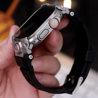 Bracelet en acier inoxydable + silicone pour Apple Watch 49 mm, bracelet sport compatible avec Apple Watch Ultra 3/2 iWatch 3