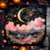 Sun Moon Starry Sky Tarot Tablecloth Altar Cloth Pink Cloud Divination Cloth Witchcraft Astrology Oracle Card Pad Home Decor 5