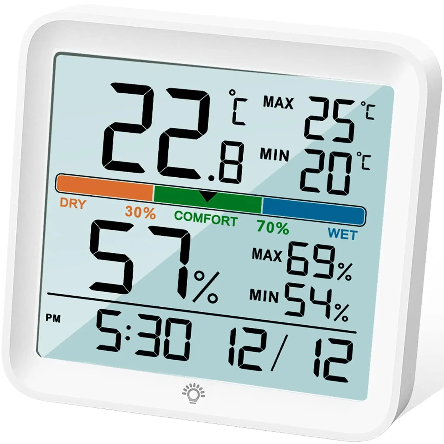 Digital Hygrometer Thermometer Indoor Temperature and Humidity Gauge  Monitor Meter with Large LCD Display for Home Bedroom Office Greenhouse