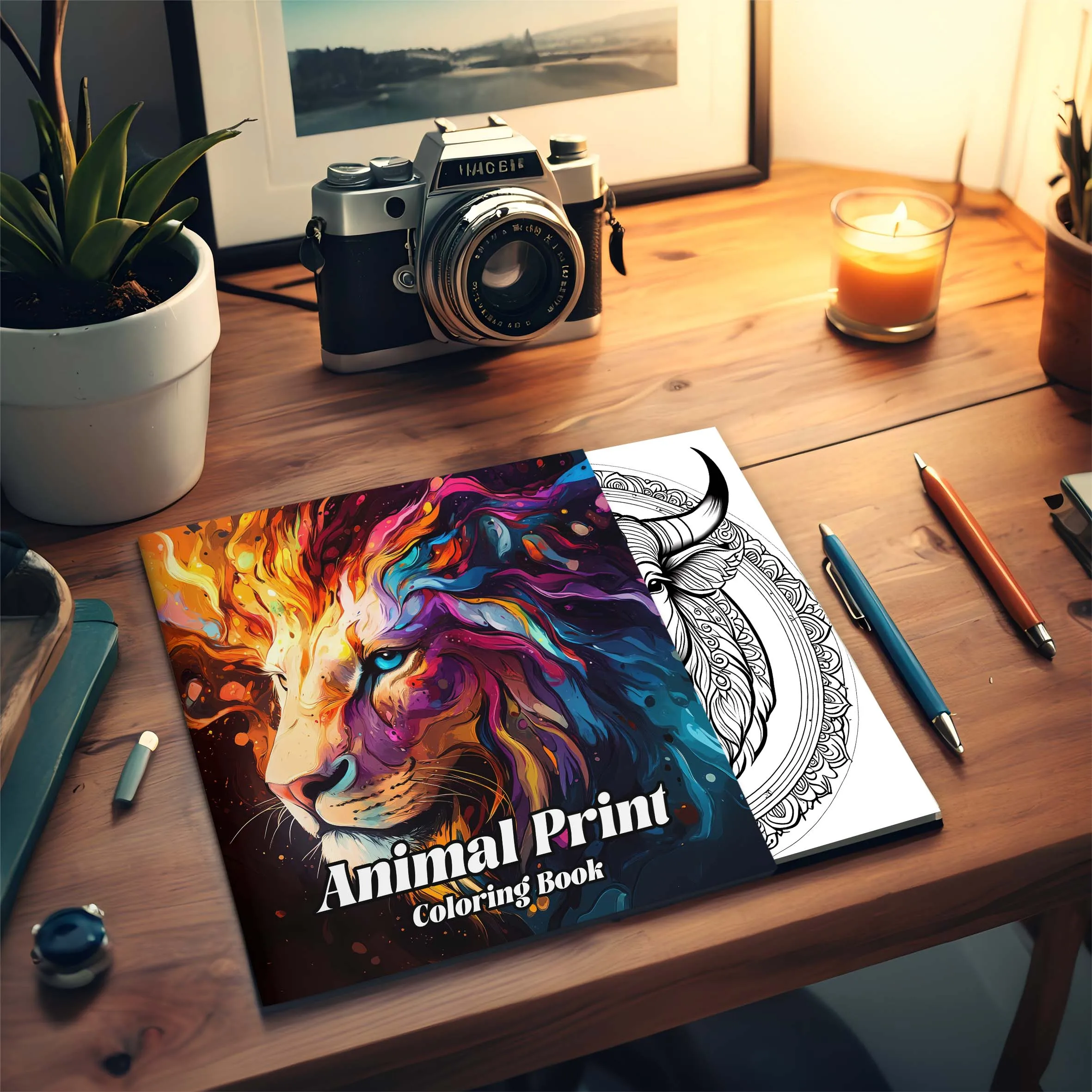 1pc Coloring Book Animal lion Adult Picture Book Gift For Birthday Party Relieve Stress Kill Time Graffiti Painting Drawing Art 5