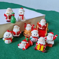 Santa Claus Snowman Sled Gift Christmas Ornament Resin Craft Miniature Figure Tiny Bonsai Microlandscape Fairy Garden Decor