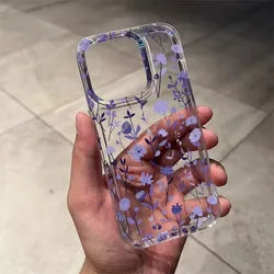 Purple Floral Pattern Print Soft Clear Phone Case Cover - iPhone 18 Pro Max (T13442)