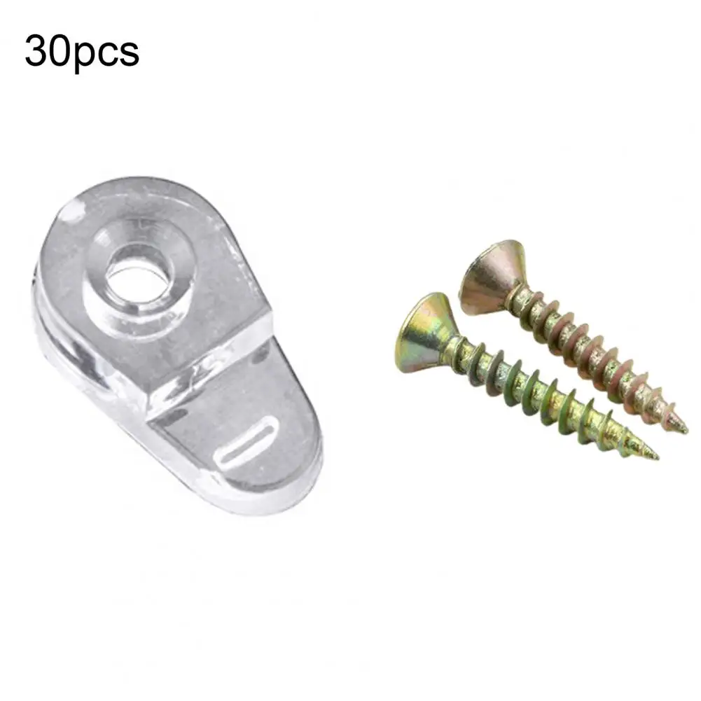 30Pcs Glass Clips Compact Sturdy Transparent Body Practical Mirror Holding Clamps for Bathroom