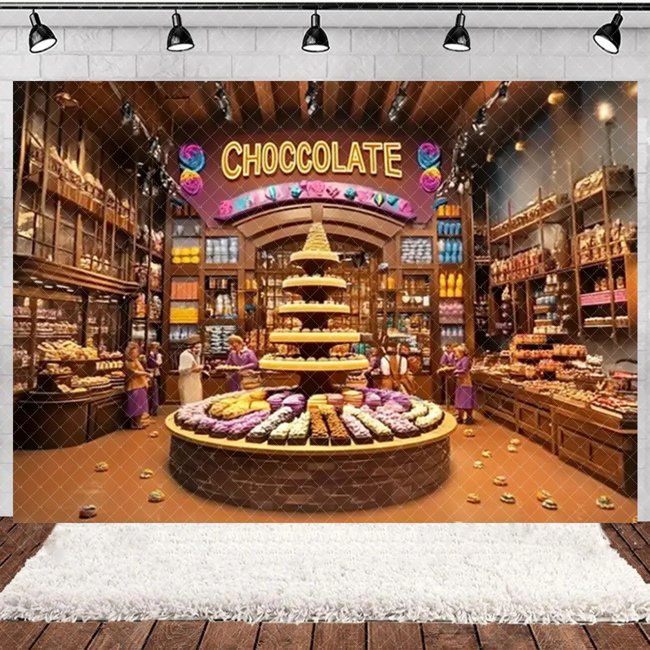 Schokoladenfabrik Exploration Thema Hintergrund Kindergeburtstag Party Dekoration Cartoon Candy World Fotografie Hintergrund Kind Geschenk – Detail 7