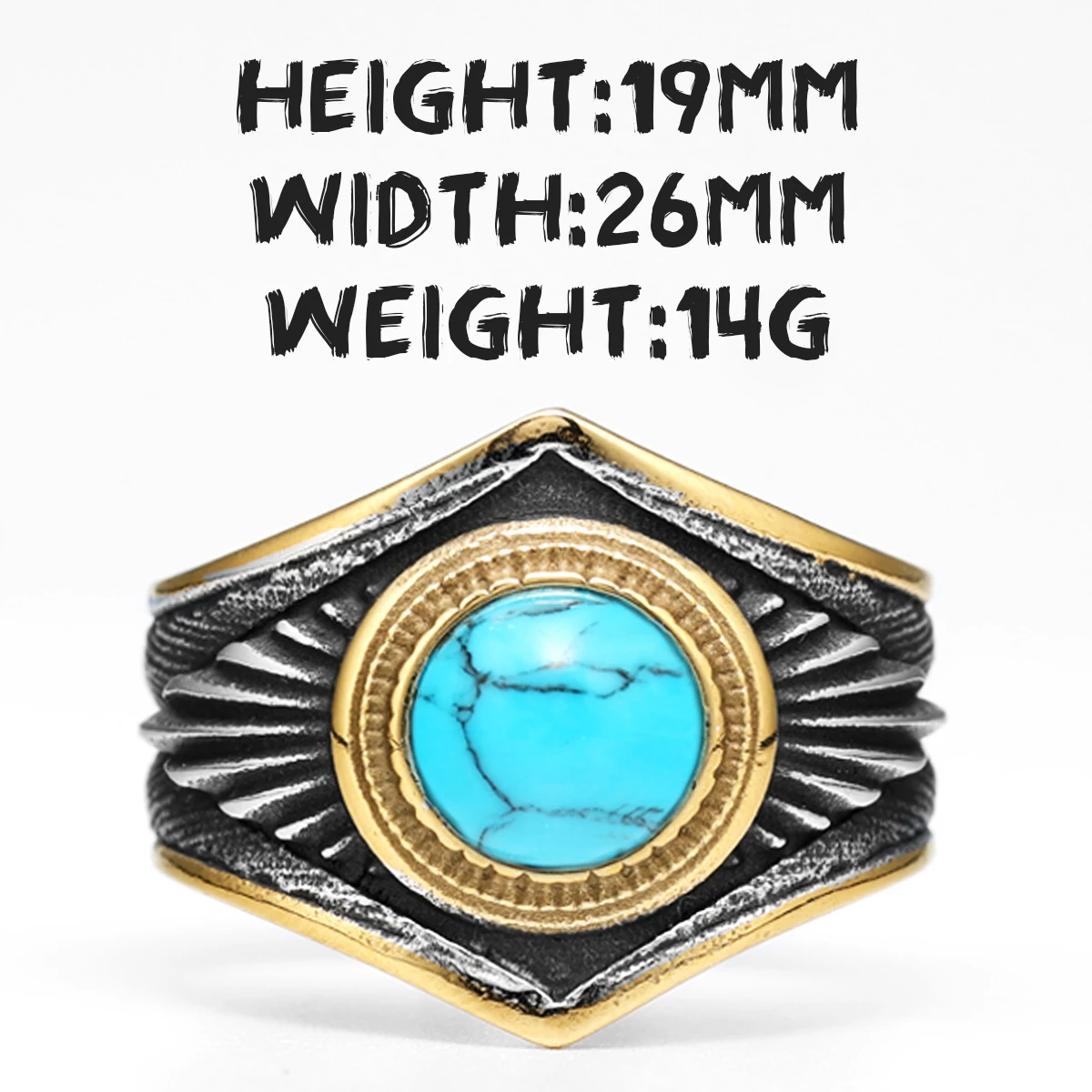 Luxurious Turquoise Gemstone Men's Ring - Retro Classic Jewelry Gift