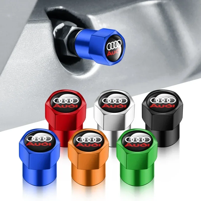 Premium Car Valve Stem Caps with Emblem - Set of 4