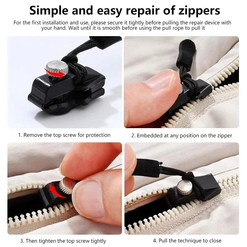 10/15Pcs Zipper Repair Kit Universal Instant Zipper Repair Replacement Fix Sliding Teeth Head For 3 Different Size