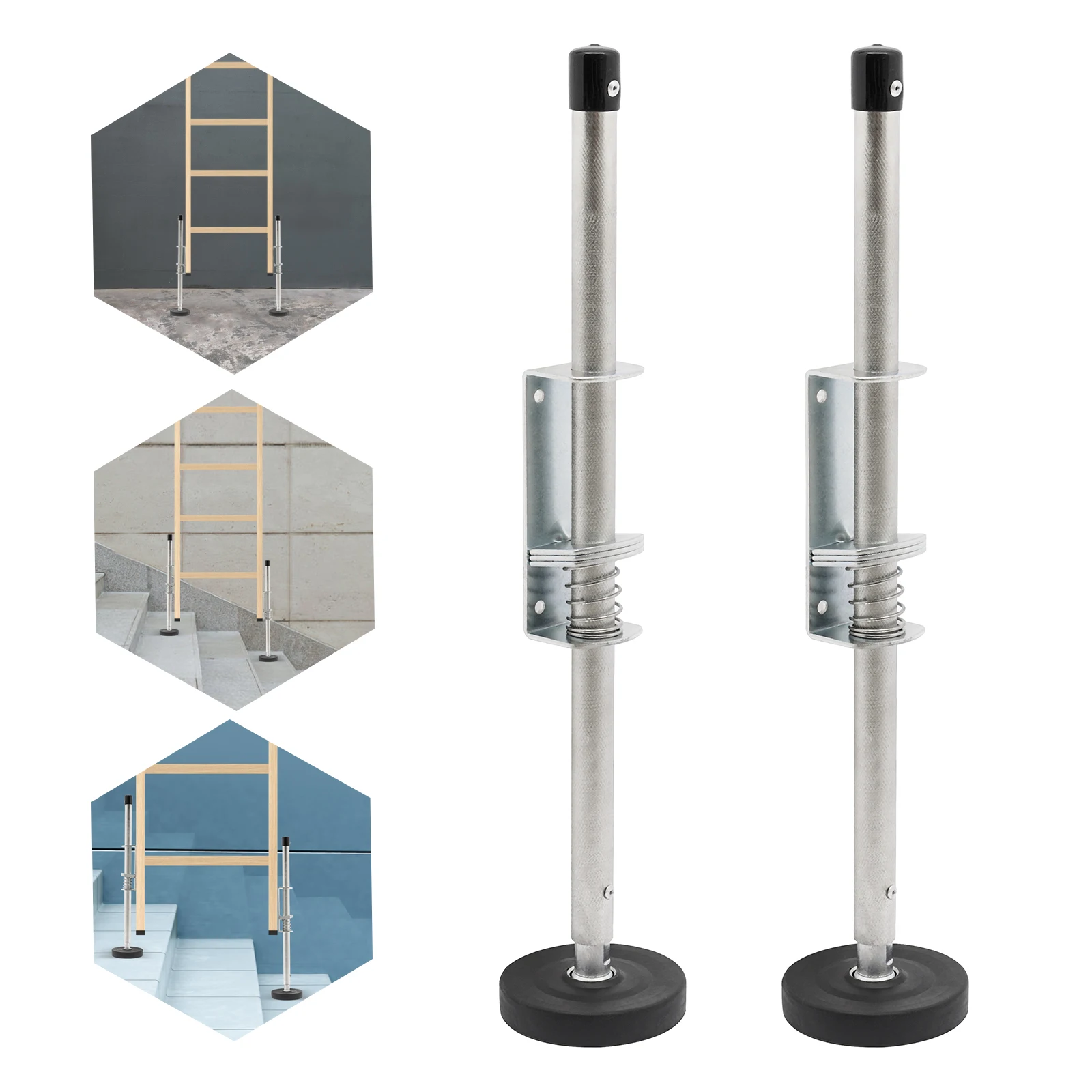 2pcs Extension Ladder Stabilizer Legs Ladder Leveler with Rubber Feet Adjustable Height for Roofers/Contractors