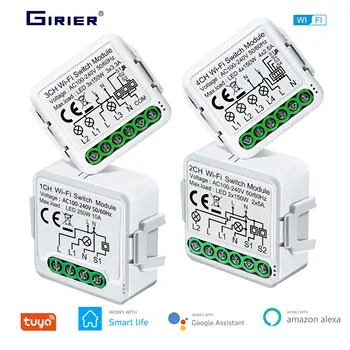 Tuya Wifi 똑똑한 빛 스위치 단위는 2 방법 통제, App 원격 제어를 지원한다 DIY 차단기 100-240V, Alexa Google 가정을 가진 일