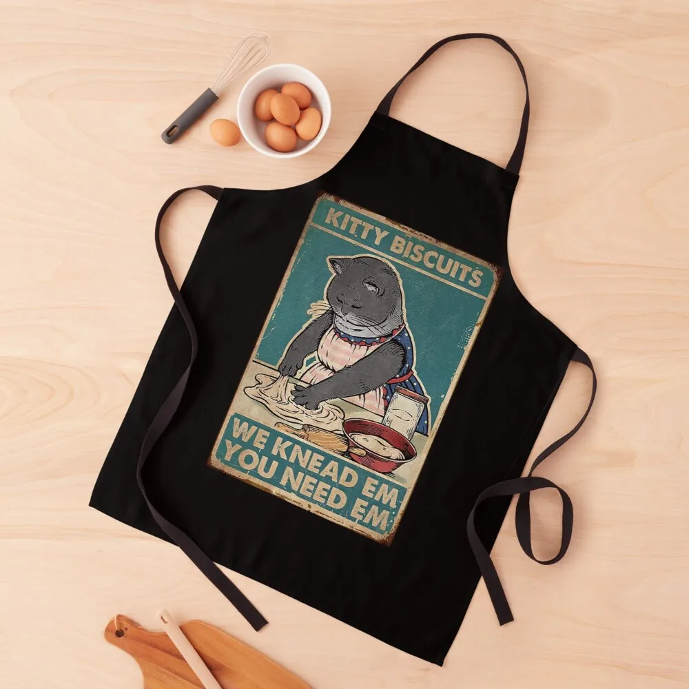 

Kitty blackcat - Kitty Biscuits I Knead Em You Need Em Apron dress apron custom kitchen apron woman