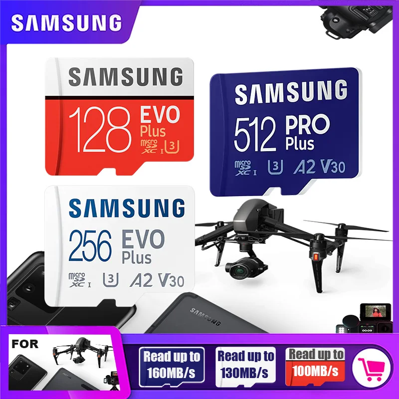 SAMSUNG EVO Plus carte mémoire 128GB / 128Go /SDXC Micro SD TF carte  Class10 Microsd C10 UHS-1 cartes 100% d'origine (128GB U3 Set)