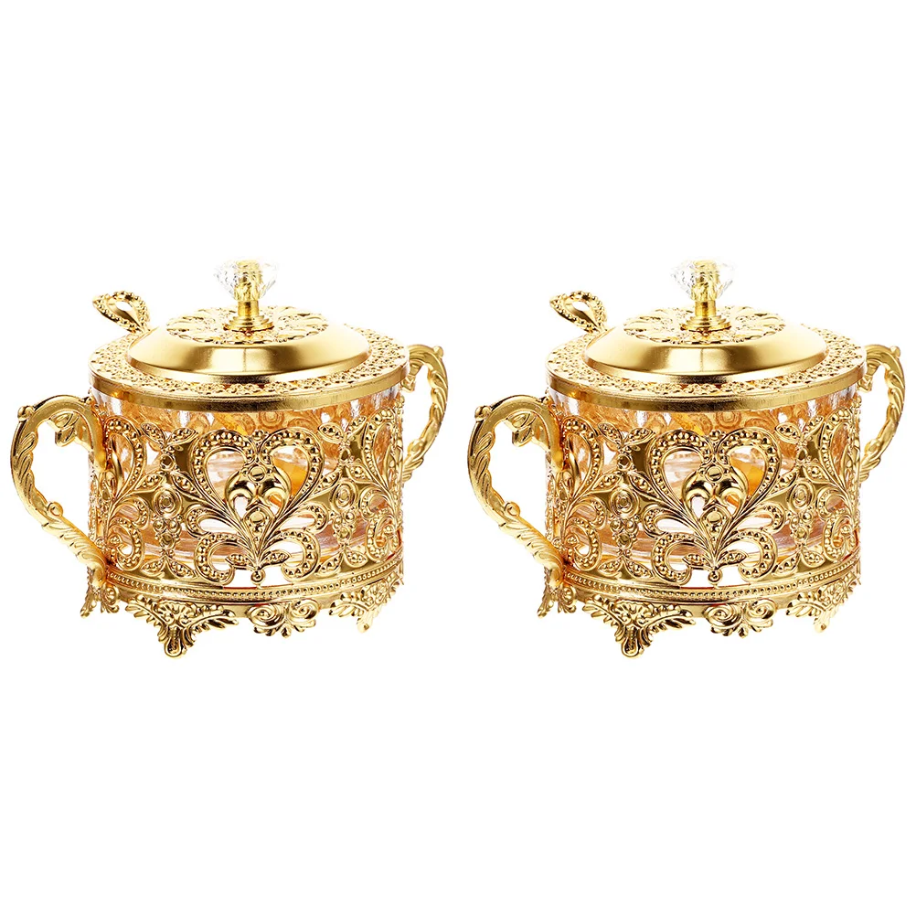 

Turkish Sugar Bowl Lid Spoon Metal Glass Sugar Container Condiment Pot Salt Server Seasoning Jar Kitchen Coffee Bar Wedding