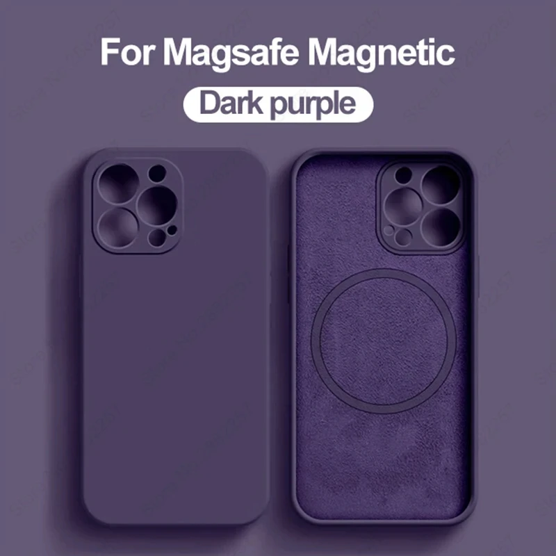 thumbnail image 1 of Liquid Silicone Magnetic Cases For iPhone 15 11 14 13 12 Pro Max Plus For Magsafe Wireless Charging Soft Cover Phone Accessories, 1 of 5