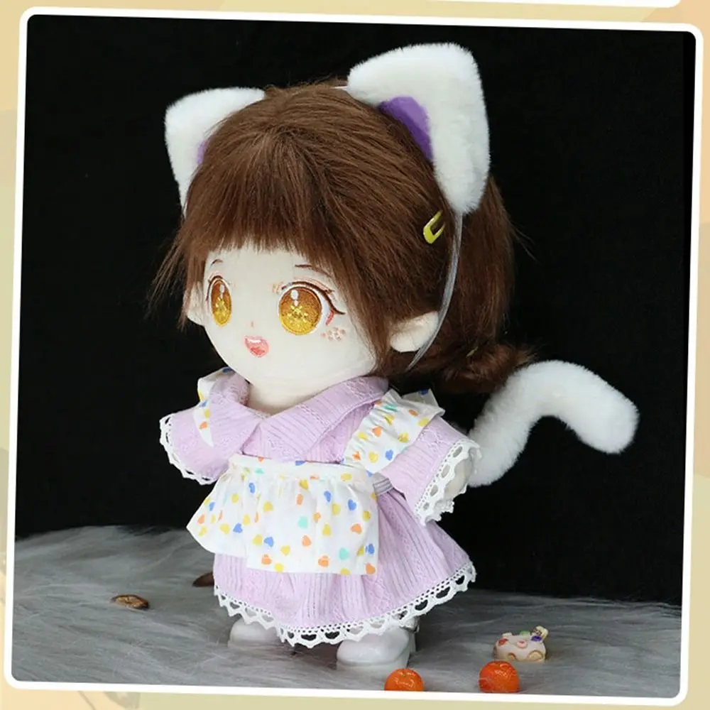 20cm Puppen Zubehör niedlichen Plüsch Katzen ohr Stirnband haarigen Schwanz für Baumwolle Stofftiere Kopf bedeckung Idol Puppen Haar Dekor – Detail 14