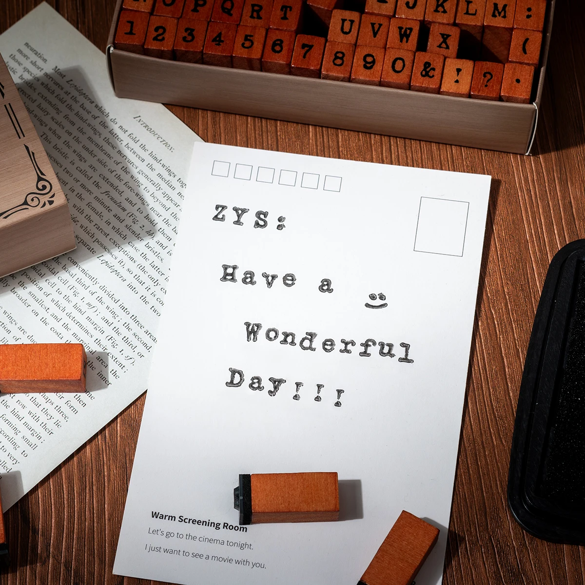 70 개/상자, 시간 퍼즐 스탬프 세트, 대문자 및 소문자 영어 문자 나무 인감, 선물 상자 핸드북 스탬프 선물로 -Freehip.co.kr