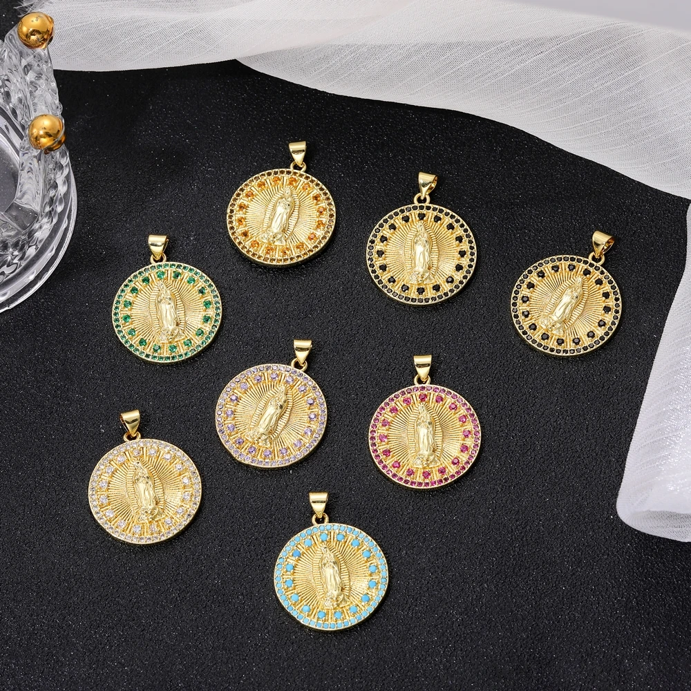 Juya 18K echt vergoldete religiöse Zirkonia Heilige Maria Heilige Jungfrau Charms für DIY Talisman Weihnachtsgeschenk Schmuckherstellung – Detail 9