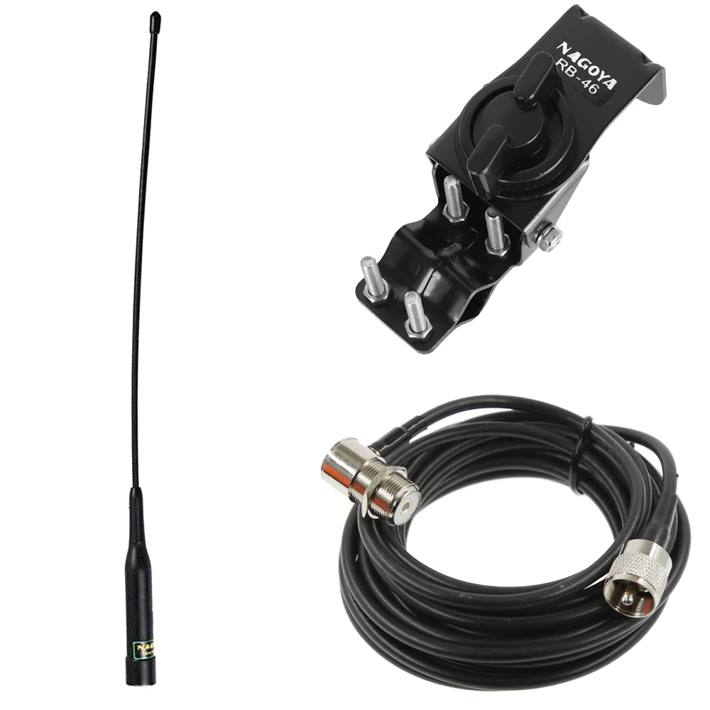 NL-R2 antenna with black RB-46 Mount Bracket and 5M RG58 Extension Cable For Car Radio Kenwood Yaesu ICOM