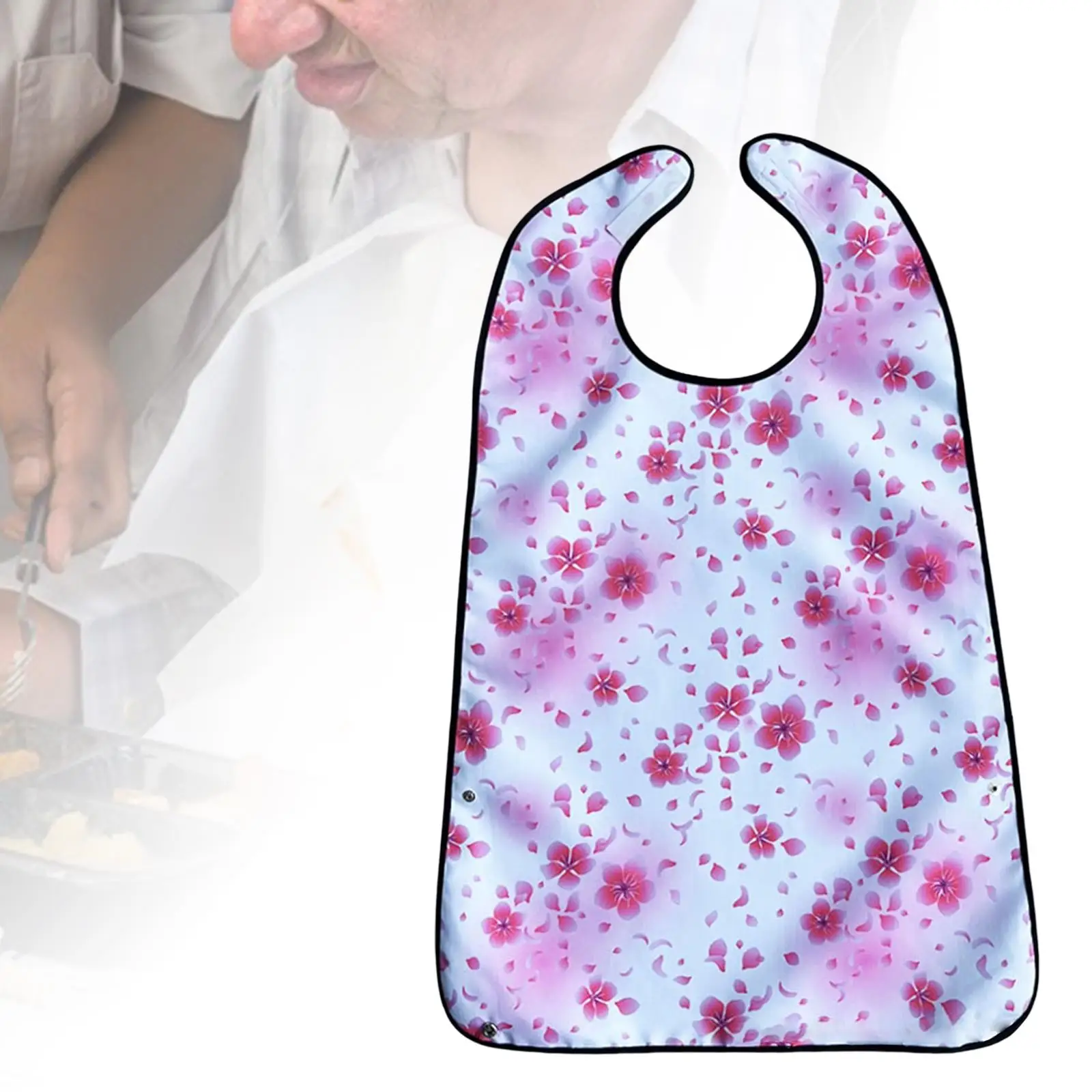 Waterproof Adult Bibs Adjustable Neck Feeding Protector Washable Polyester for Seniors Home Use