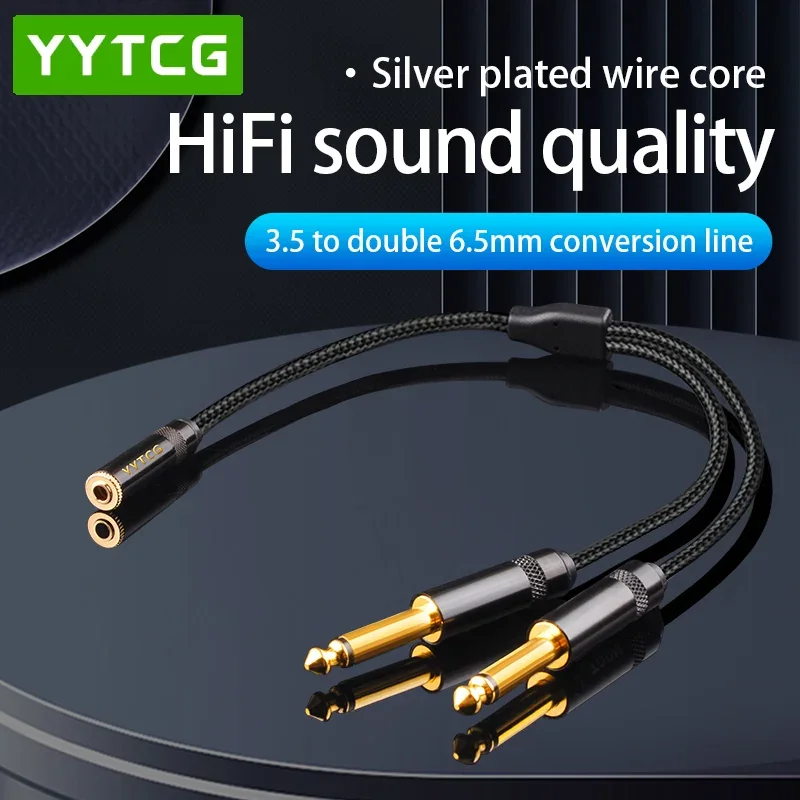 

YYTCG 3.5mm To 6.5mm Audio Splitter Cable 3.5mm Female to 2 Male 6.35mm Mic Audio Y Splitter Cable Headset to PC Adapter