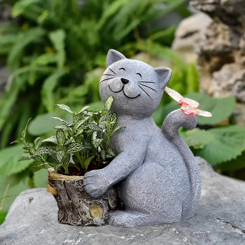 Tuin Kat Beeldje – Schattige Plastic Kat Decoratie Voor In De Tuin Of Binnen, Leuk Voor Kattenliefhebbers, 8 Cm Hoog