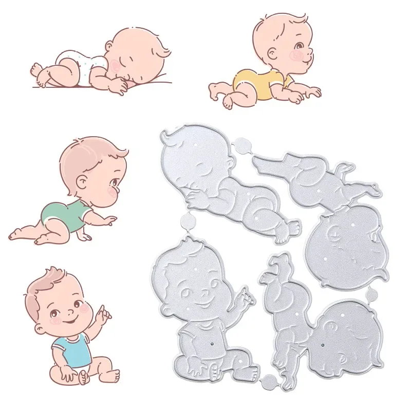 Metal Cutting Dies Scrapbooking Growth Crawling Baby DIY Album Card Embossing Craft Die Cuts Baby Shower Decor Child's Growth