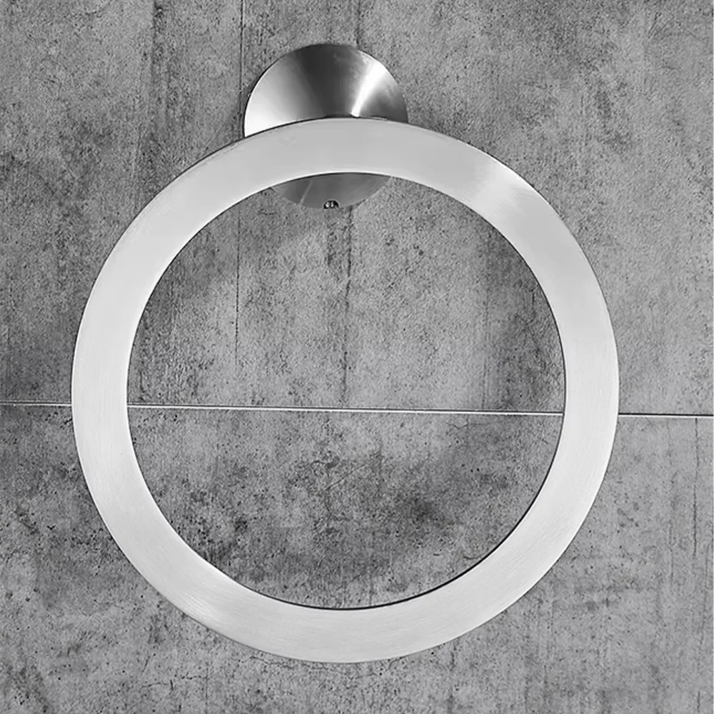 SUS 304 Stainless Steel Towel Ring Bathroom Towel Hanger Holder Rust Proof Wall Mount Round Style Polished Racks