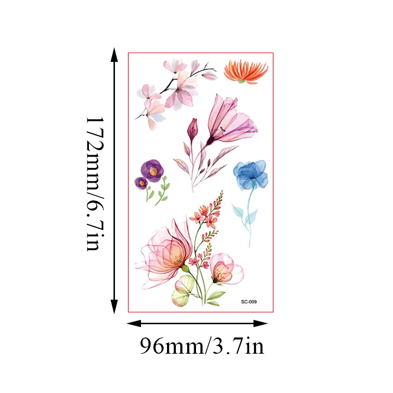 Tatuaje temporal pequeño impermeable para hombres y mujeres, pegatina colorida de acuarela, flores, hojas, Planeta, arte corporal, muñeca, cuello,