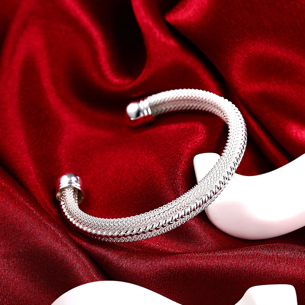 

Street all-match 925 sterling Silver fine noble bangles cuff Bracelets for Women Fashion Wedding Party Gifts charms Jewelry