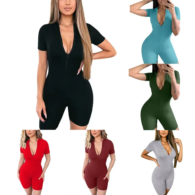 Pagliaccetto Donna Estivo Con Cerniera - Body Manica Corta Sexy