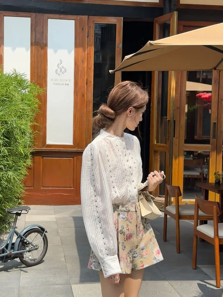 Korea Shorts Skirts Women Graceful Series Floral Creased Shorts For Loose Fit Versatile Summer New