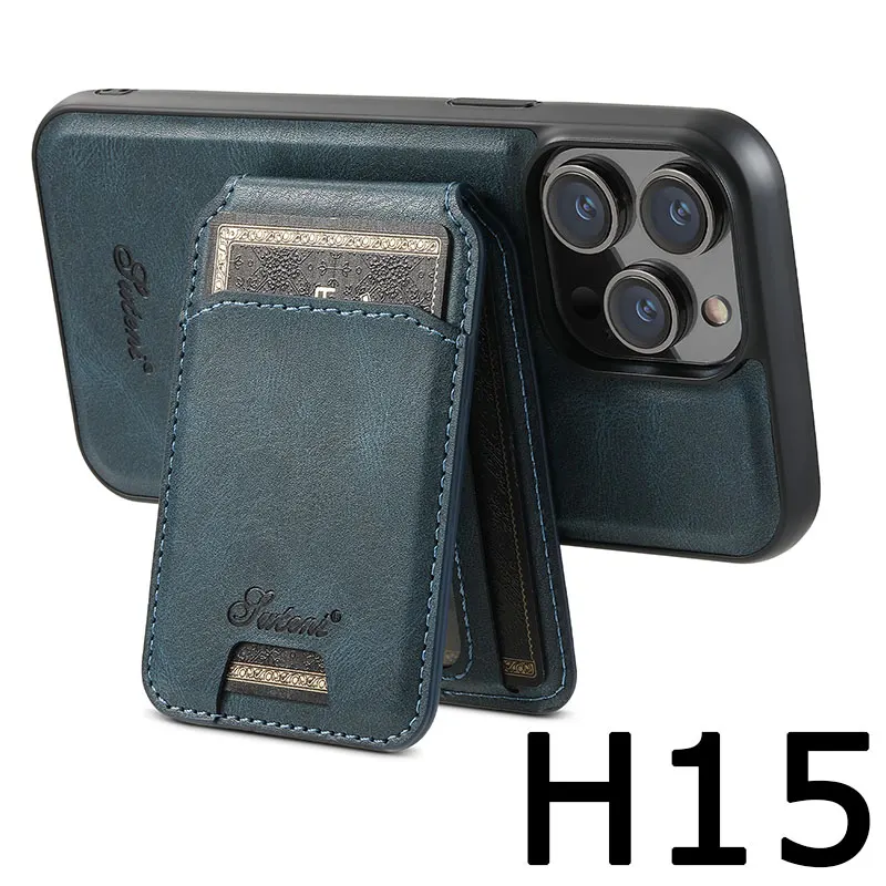Leather Wallet Holder Phone Case For Iphone 13 14 15 12 Pro Max 14Plus Magnetic Stand Phone Cover For Samsung S22 S23 Ultra Plus