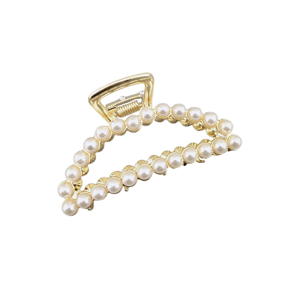 

Elegant Hollow out Jaw Clip Artificial Pearl Hair Claw Barrette Grip Hair Accessories for Women Girls (Crescent Moon)