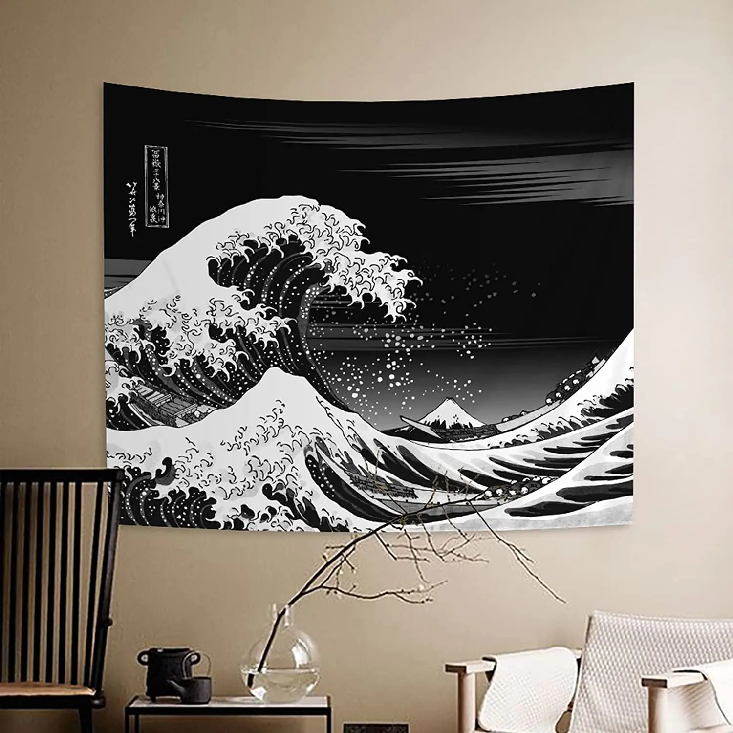 Japanese Kanagawa Big Wave Tapestry Psychedelic Tapestry Teen Indie Room Decor Macrame Wall Hanging Large Fabric Wall tapestry decorations