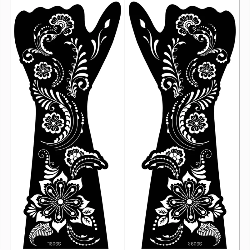 Henna tattoo stencils 2 sheet Hand Finger Body Paint Henna Tattoo Templates Stencil DIY Indian Style