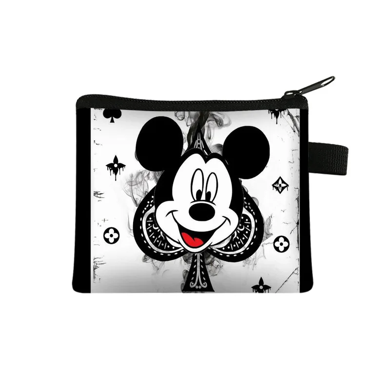Disney Mickey Kids Coin Purse Kawaii Wallet Portable Card Holder Mickey Cute Print Polyester Key Storage Bag Frog Wallet