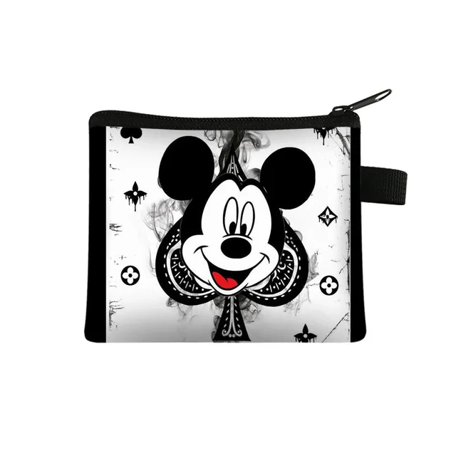 Disney Mickey Kids Coin Purse Kawaii Wallet Portable Card Holder Mickey Cute Print Polyester Key Storage Bag Frog Wallet 04